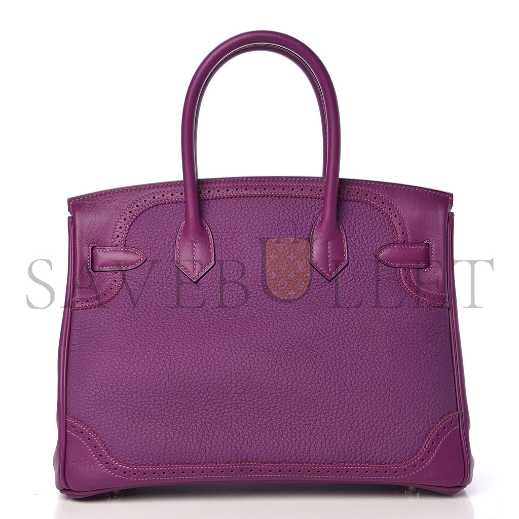 HERMÈS MASTER BIRKIN 30 LACE SERIES ANEMONE PURPLE SILVER BUCKLE 488484 (30*22*15cm)